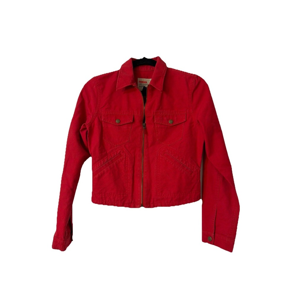 VTG Rare Sz S R L Ralph Genuine Raw Goods Supply Company Red Denim Zip Jacket - Picture 1 of 6